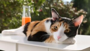 オレンジジュースと三毛猫