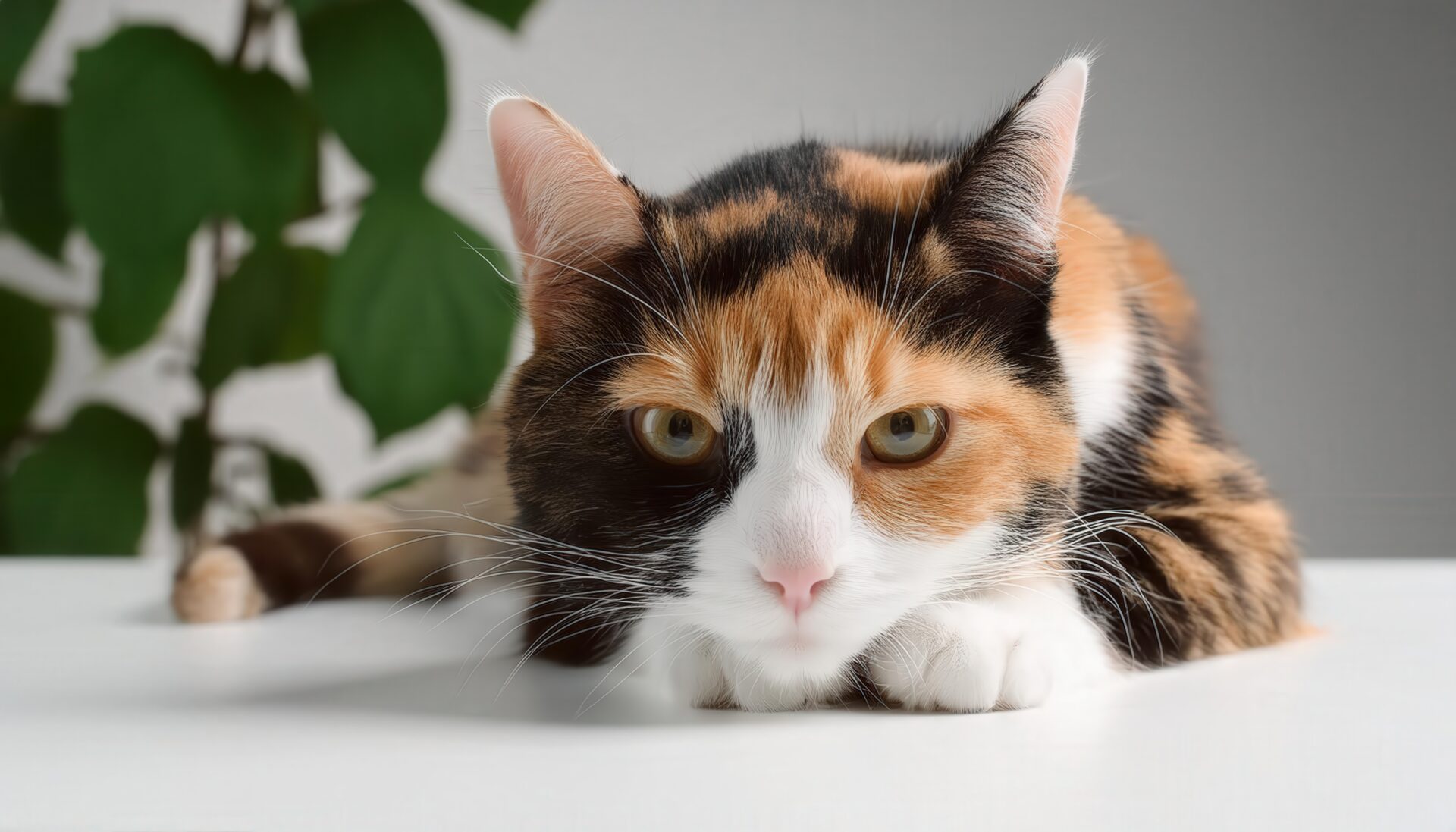 見つめる三毛猫