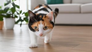 カメラに近づく三毛猫