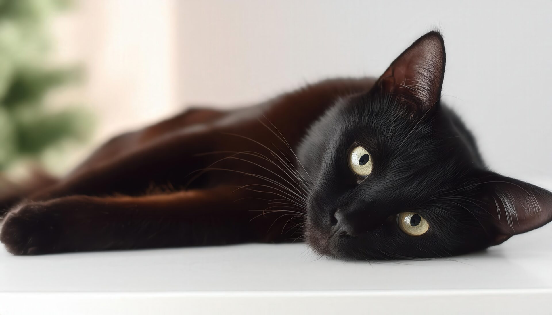 黒猫のアップ（白背景）