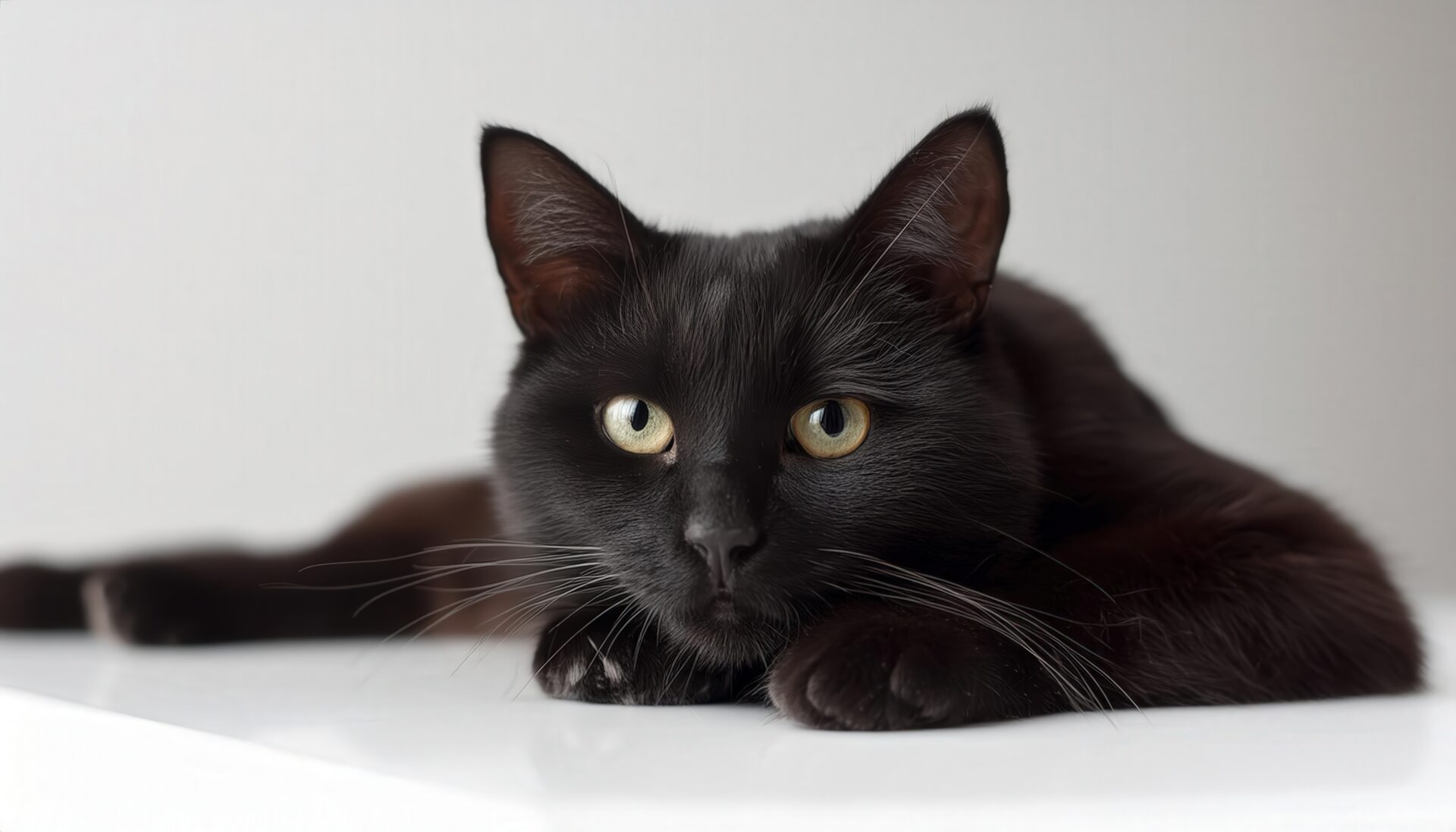 黒猫のポートレート（白背景）
