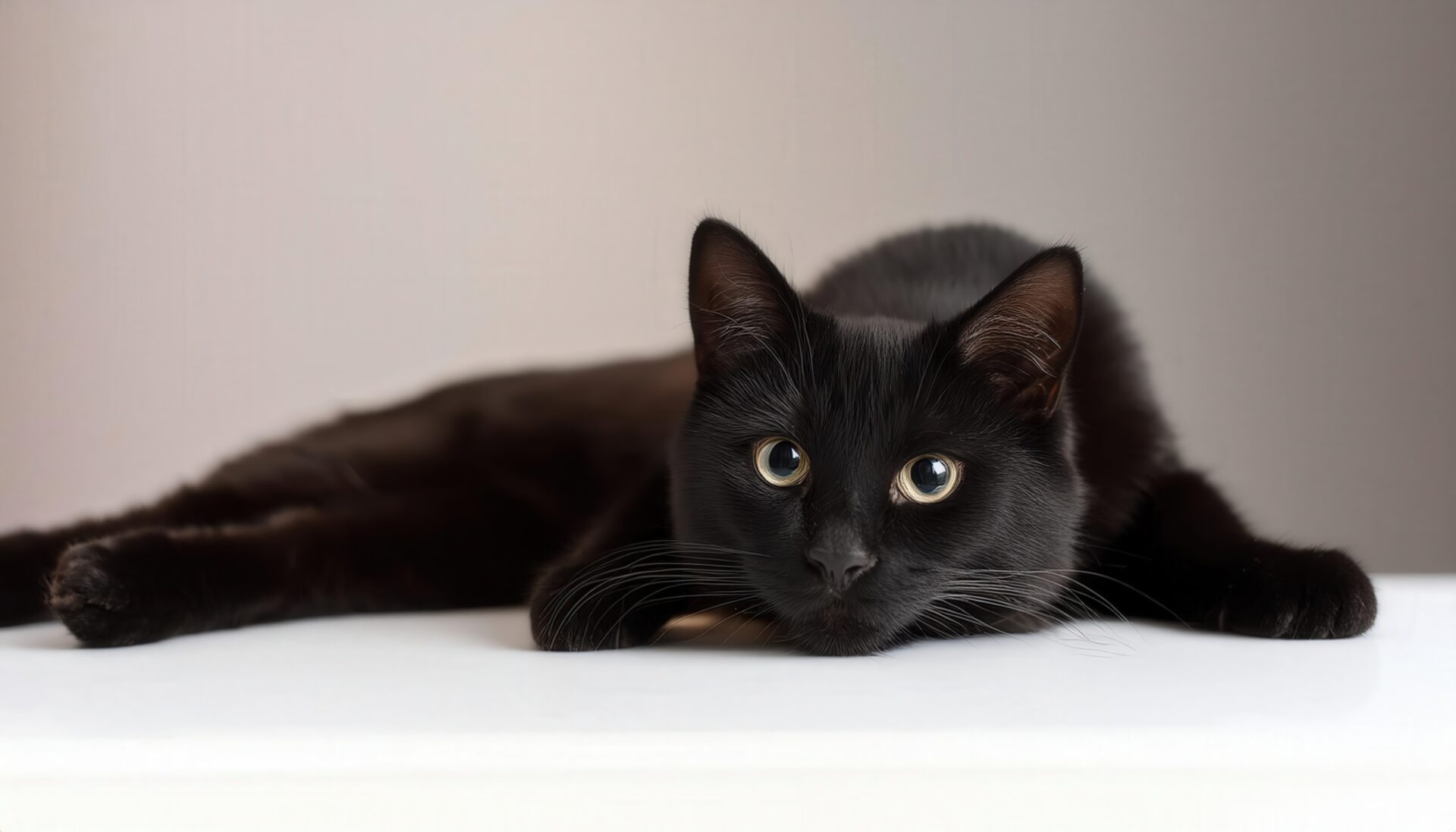 黒猫の見つめる姿（正面アップ）