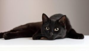 黒猫の見つめる姿（正面アップ）