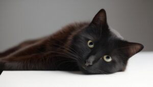 黒猫がこちらを見るポーズ（白背景）