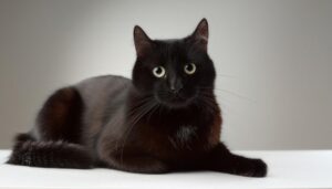 黒猫が伏せるポーズ（白テーブル）