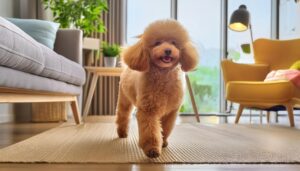 自然光の中を歩くトイプードル