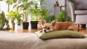 クッションでくつろぐチワワ
