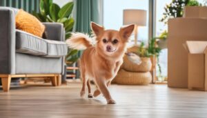 室内を元気に歩くチワワ