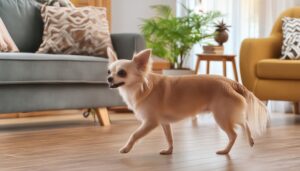 部屋を歩くチワワ