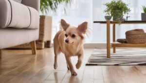 ソファの横を歩くチワワ