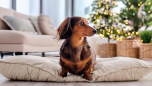 クリスマスツリーとダックスフンド