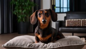 シックな室内のダックスフンド