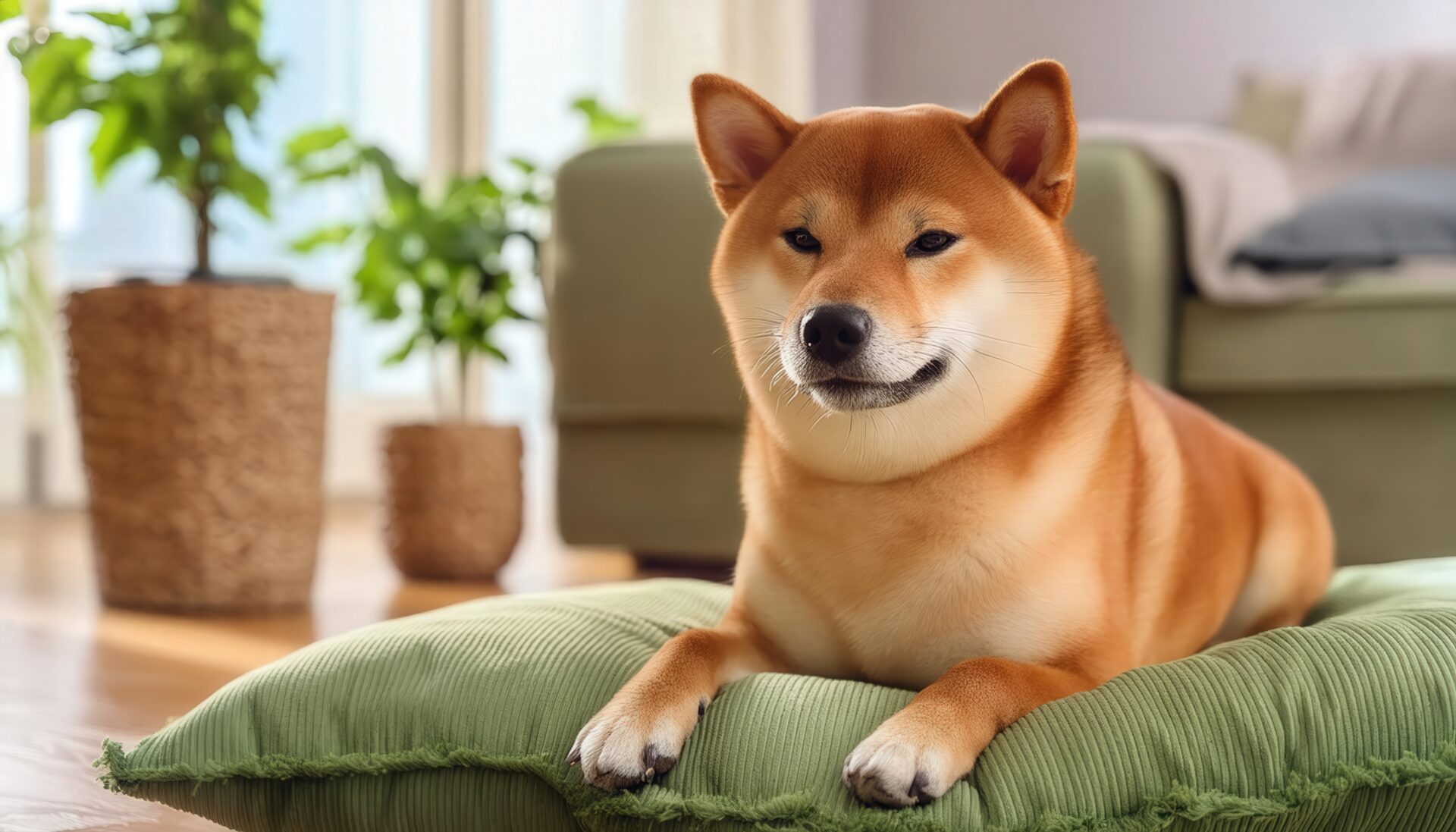 室内でくつろぐ柴犬