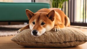 真剣な表情の柴犬