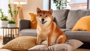 明るい部屋の柴犬