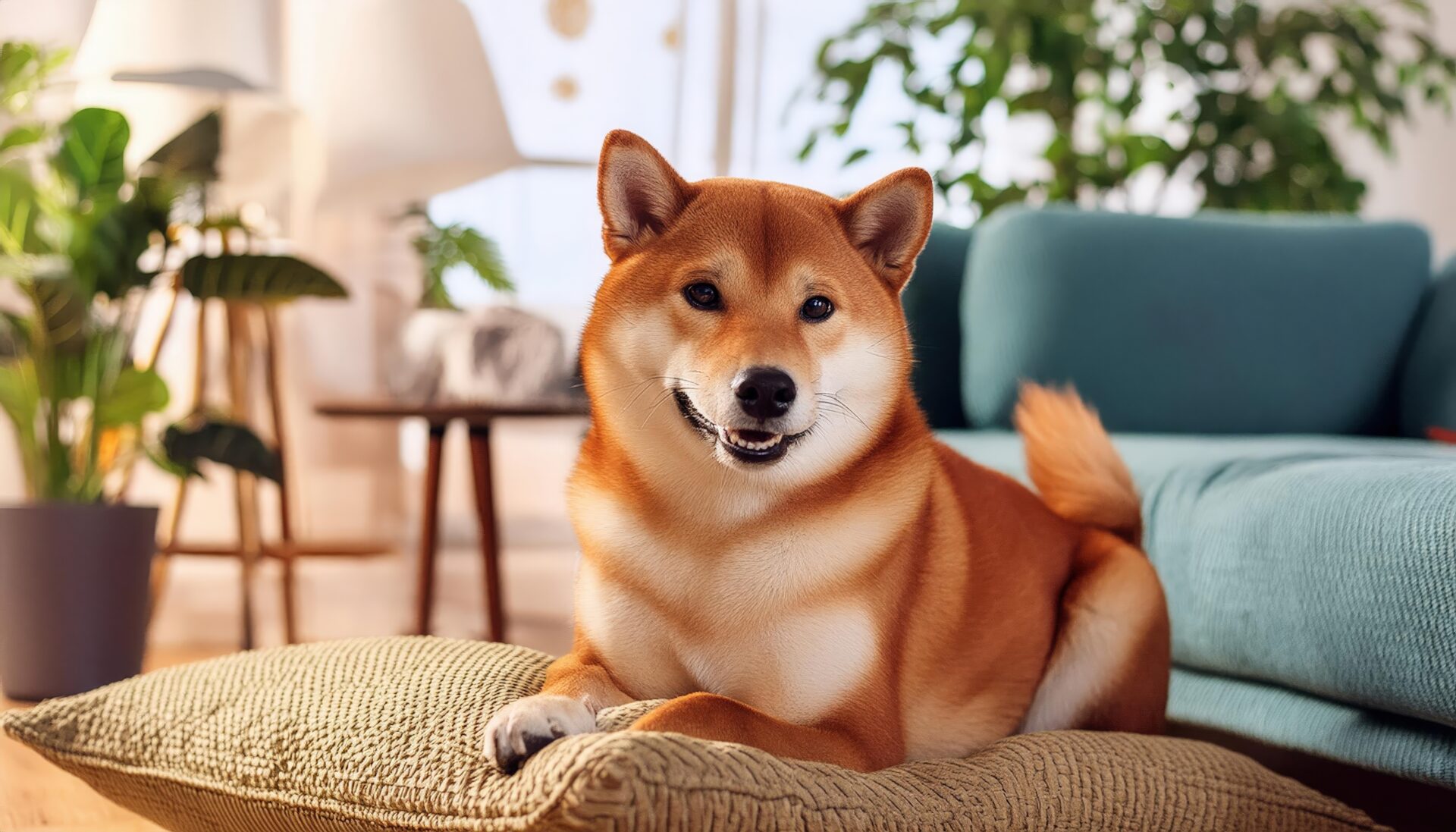 自然光に照らされた柴犬