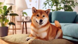 自然光に照らされた柴犬