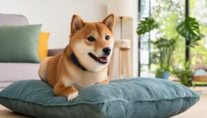 首輪をつけた柴犬