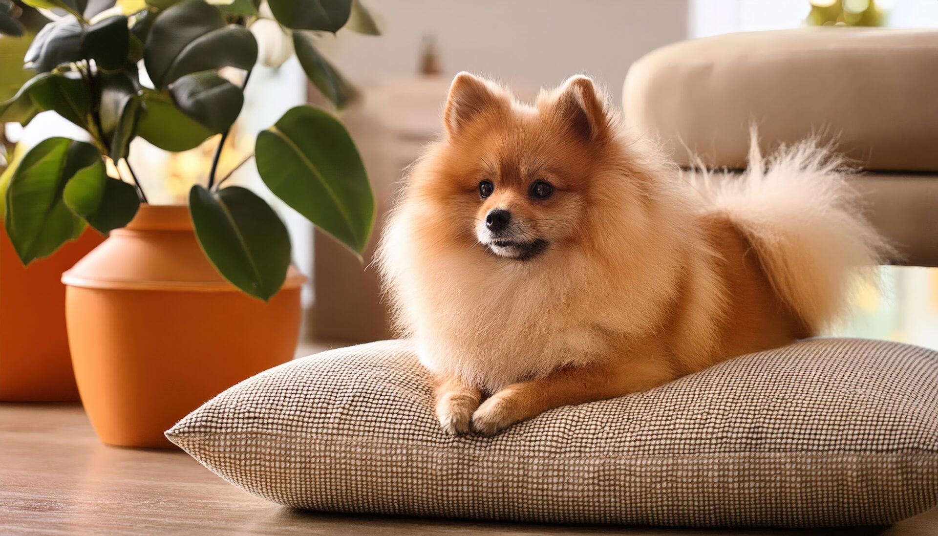 室内でくつろぐポメラニアン