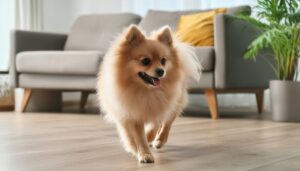 笑顔で歩くポメラニアン