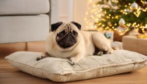 クリスマスツリーとパグ