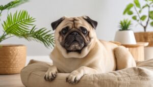 室内でくつろぐパグ