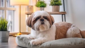 窓辺でくつろぐシーズー犬