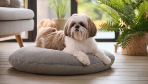 日差しの入る部屋でくつろぐシーズー