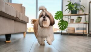 室内を歩くシーズー