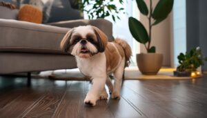 笑顔のシーズー犬 室内風景