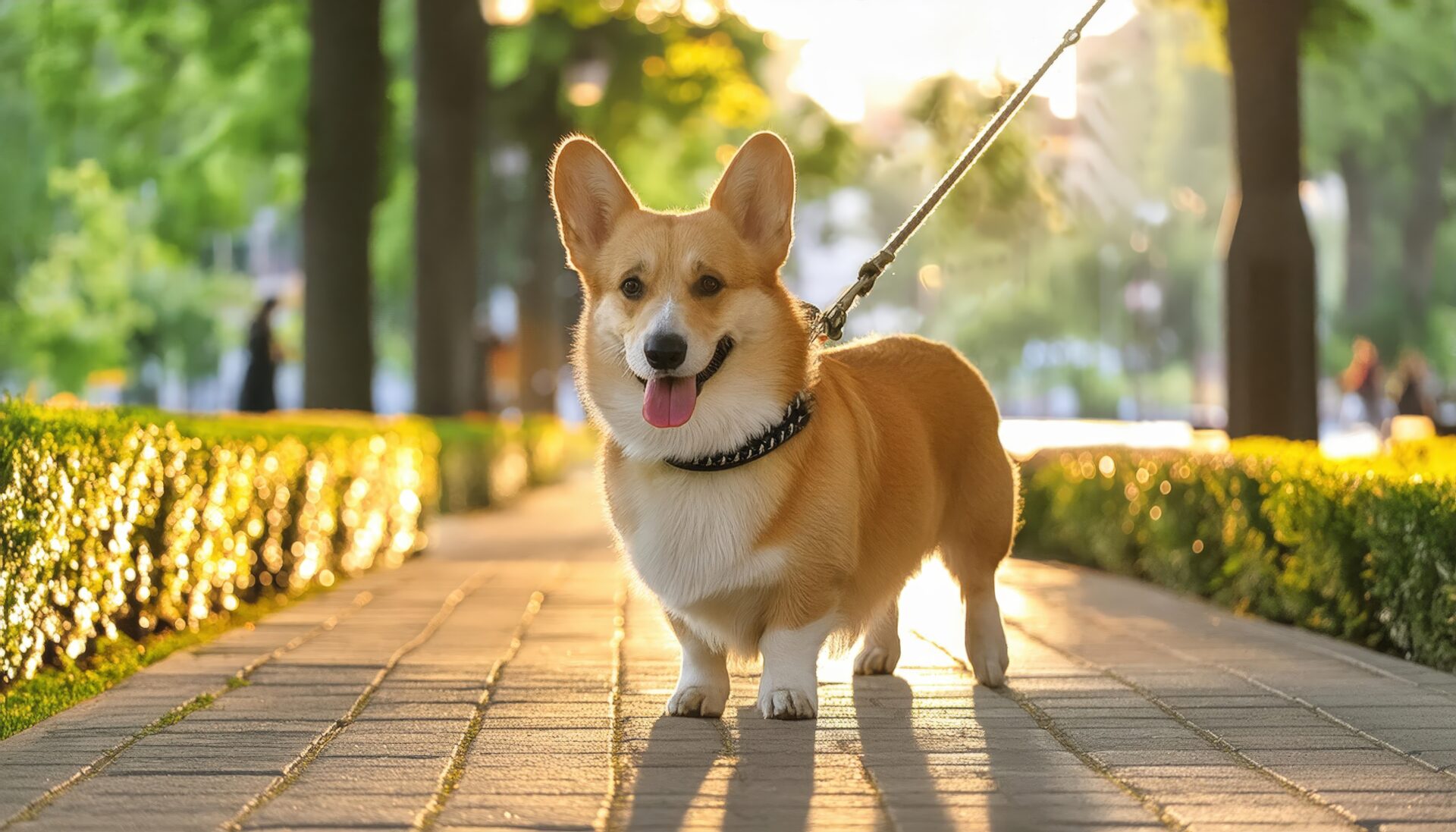 散歩中のコーギー犬（夕方）