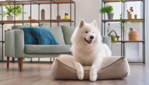 インテリアと白い犬