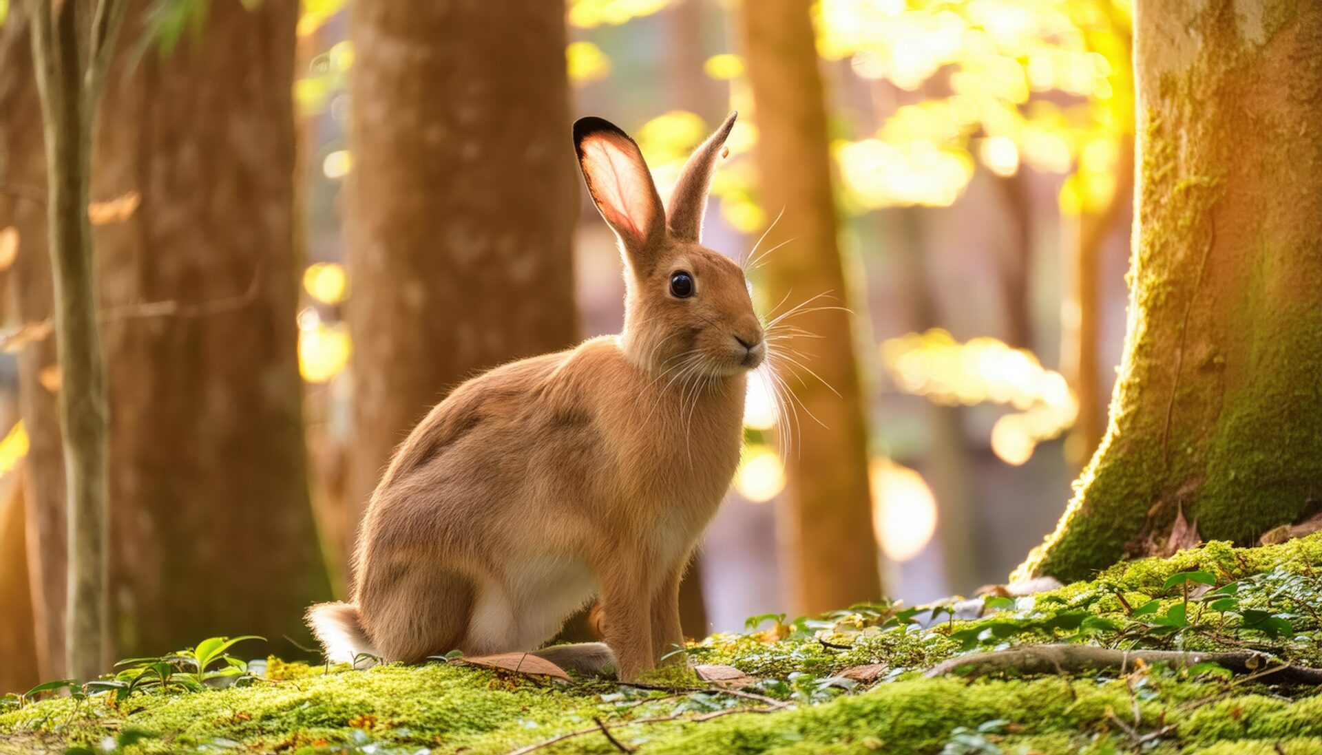 森の中の野生のウサギ