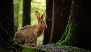 木立の中のうさぎ