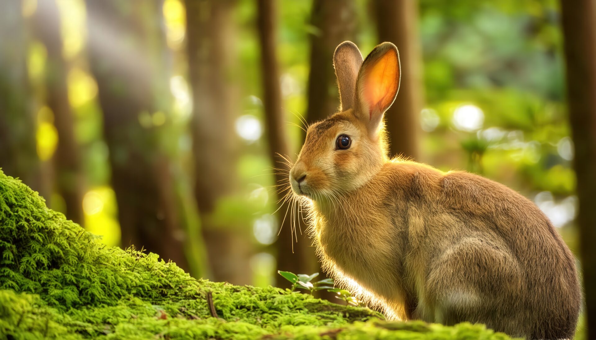 木漏れ日の中のうさぎ
