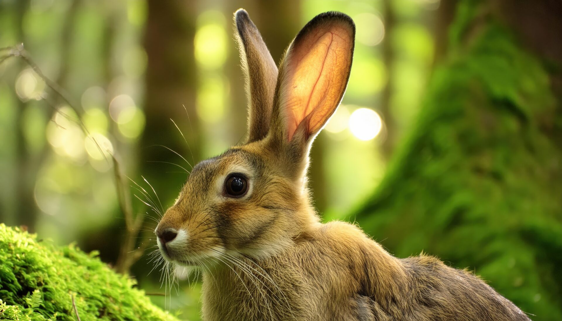 小道に座るうさぎ