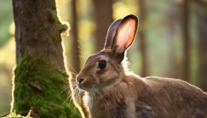 木漏れ日の中のうさぎの横顔