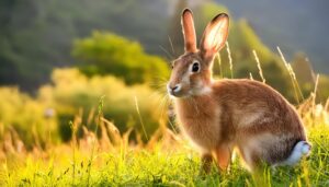 黄金色の草原とうさぎ