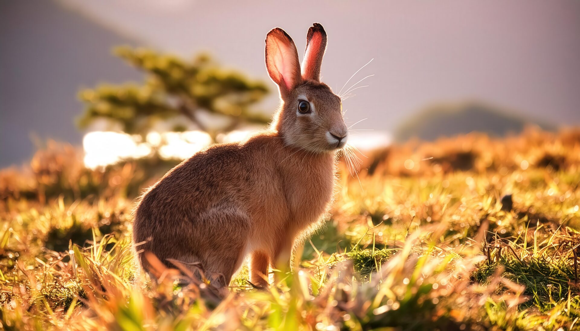 桜の背景のうさぎ