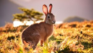 桜の背景のうさぎ