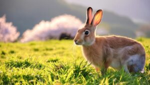 緑の中に佇むうさぎ