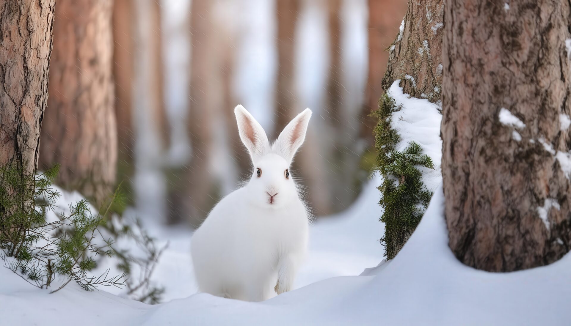 森の中の白うさぎ