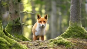 森林にいるキツネ