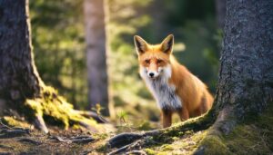 森林にいるキツネ