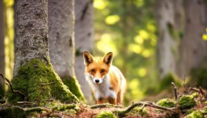 森林にいるキツネ