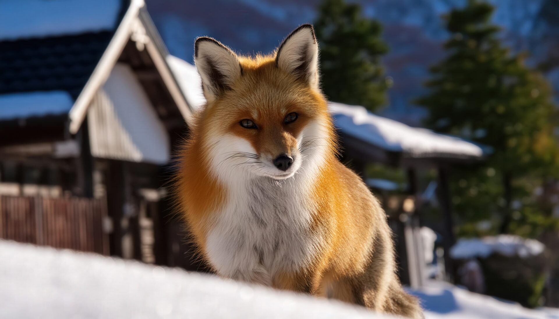 雪景色とキツネ