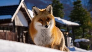 雪景色とキツネ