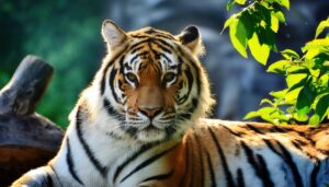 木陰で休むトラ