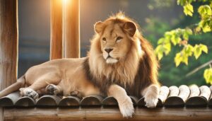 木の上でくつろぐライオン