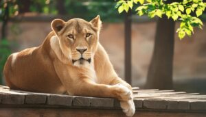 木陰で休むライオン